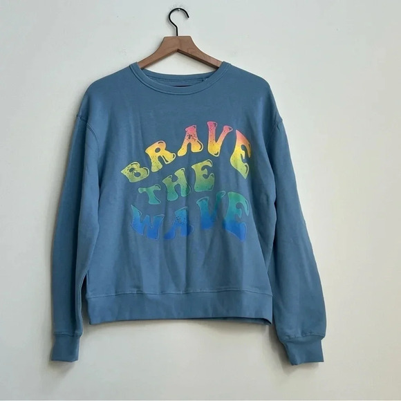 New BODEN Logo Graphic Sweatshirt  Brave The Wave Kids 13-14y 164cm Pebble Blue - Picture 5 of 11